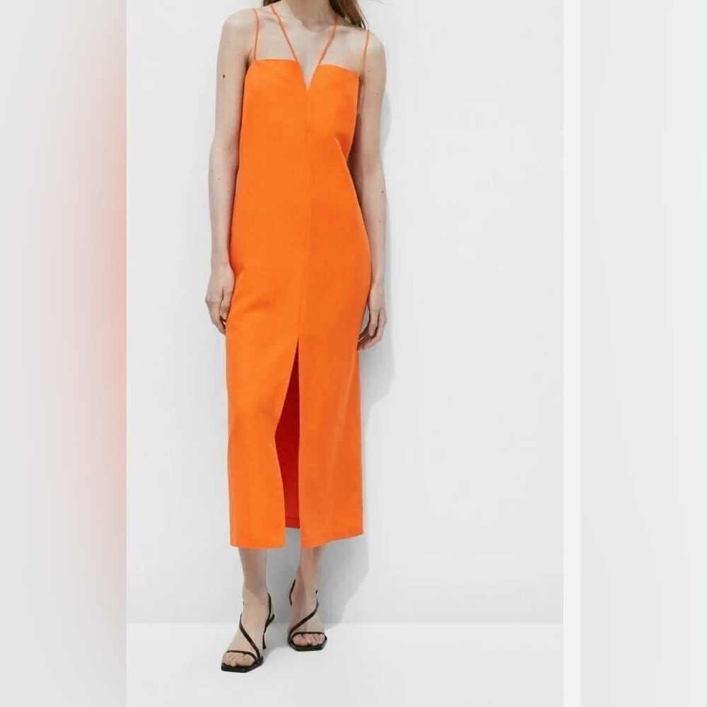 Massimo Dutti Strapless Orange Dress -NWT